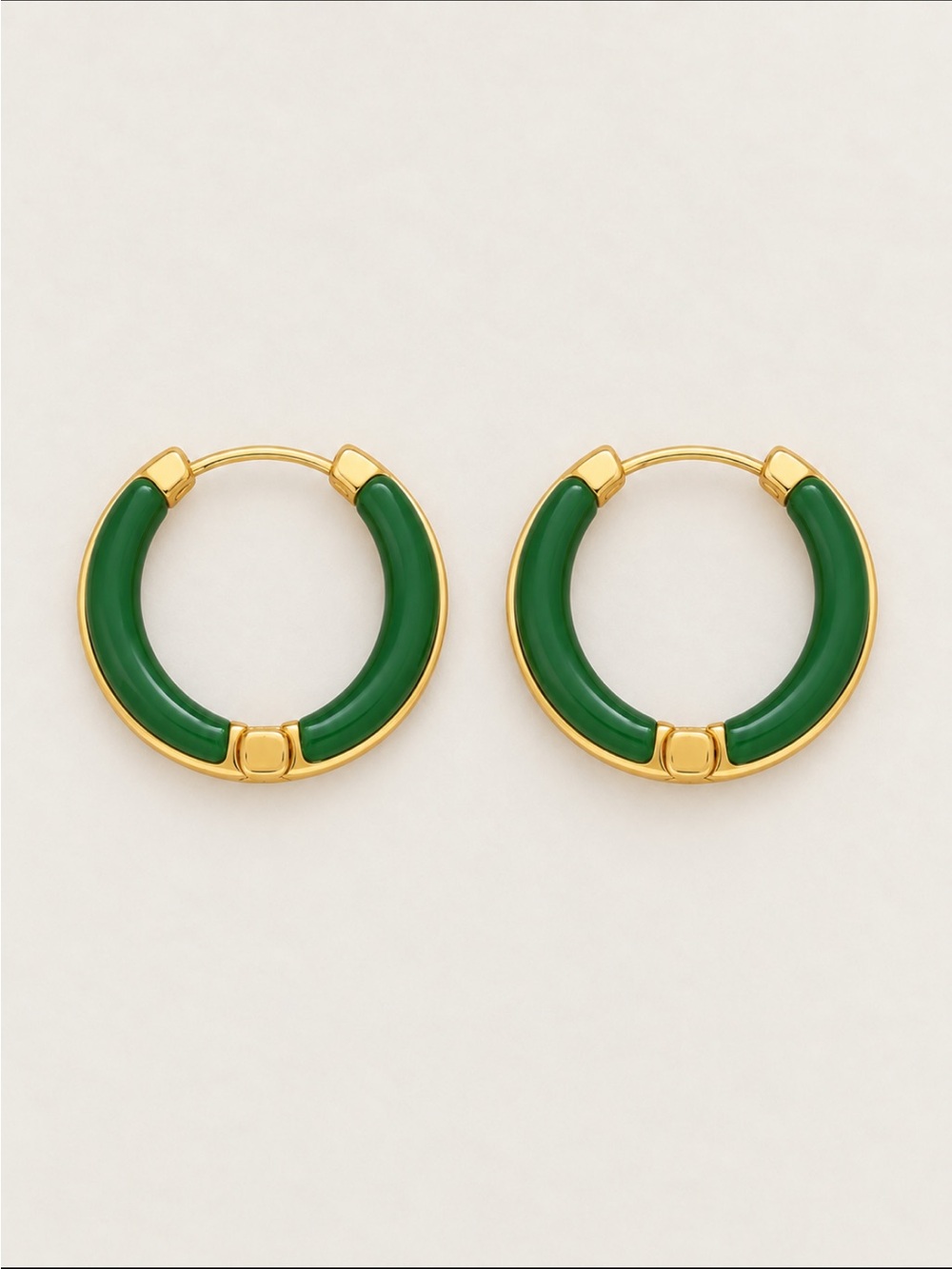 New! Green Gold Huggie Hoop Earrings NWOT